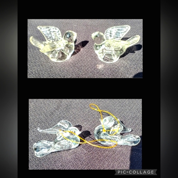 Beidermann Vintage Glass Mini Candle Holders - Vintage Crystal Doves - Picture 1 of 11